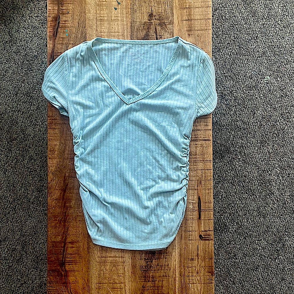 Mint green V-neck top